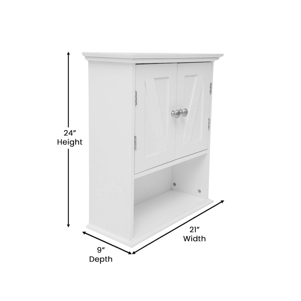 Farmhouse Wall Mounted Bathroom Medicine Cabinet, White