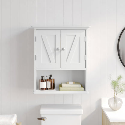 Farmhouse Wall Mounted Bathroom Medicine Cabinet, White