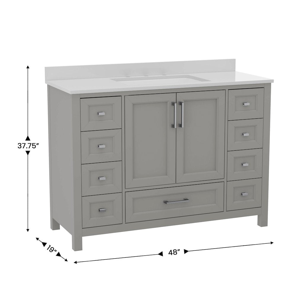 48 Inch Bathroom Vanity with Sink, Storage Cabinet with Soft Close Doors, Gray