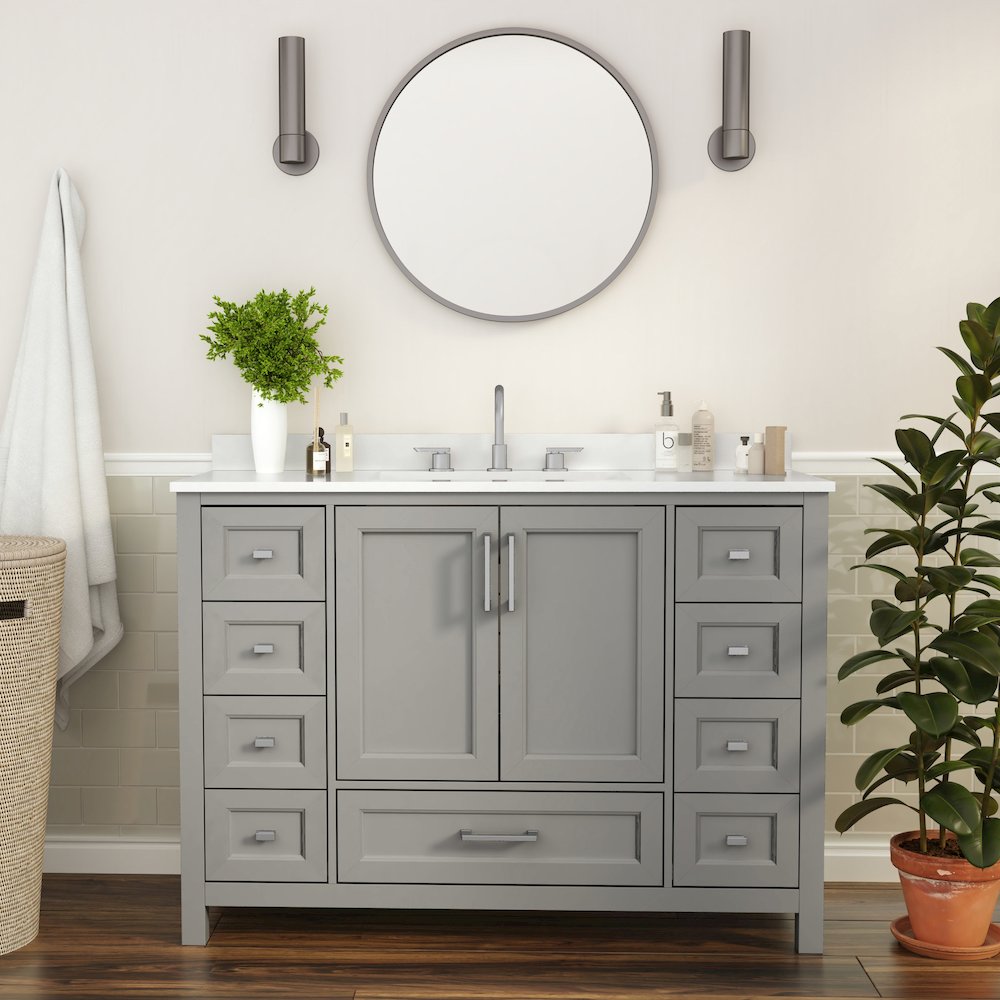 48 Inch Bathroom Vanity with Sink, Storage Cabinet with Soft Close Doors, Gray