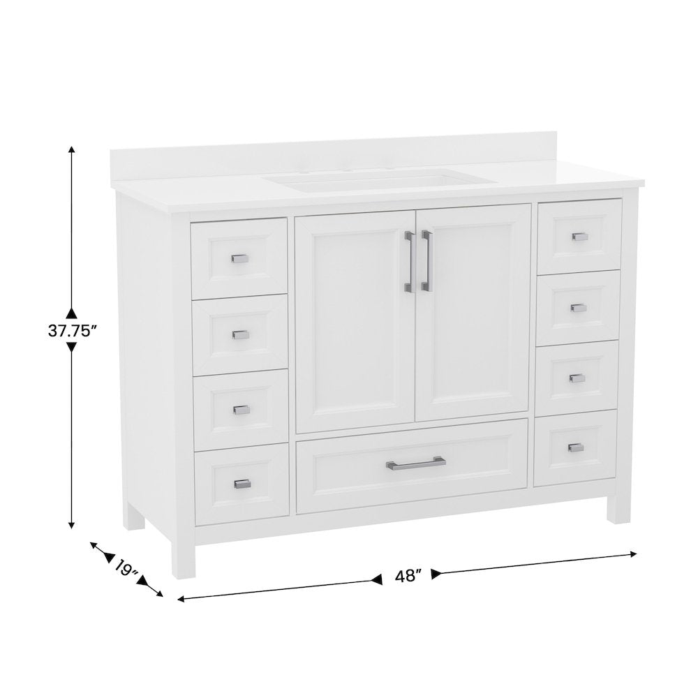 48 Inch Bathroom Vanity with Sink, Storage Cabinet with Soft Close Doors, White