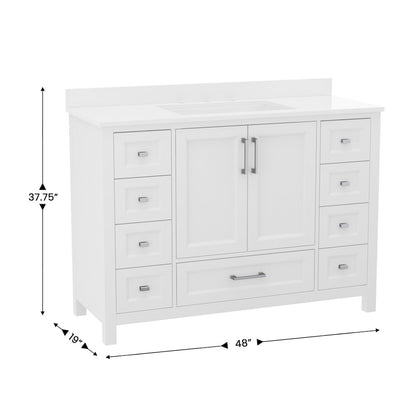 48 Inch Bathroom Vanity with Sink, Storage Cabinet with Soft Close Doors, White