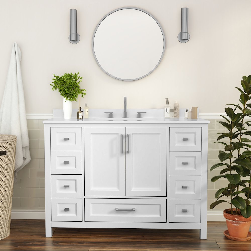 48 Inch Bathroom Vanity with Sink, Storage Cabinet with Soft Close Doors, White
