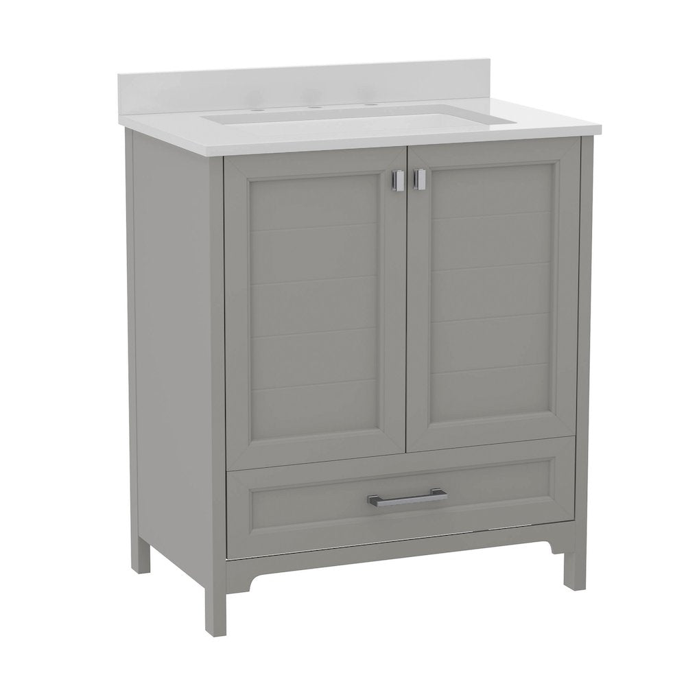 30in Bathroom Vanity with Sink, Storage Cabinet with Soft Close Doors, Gray