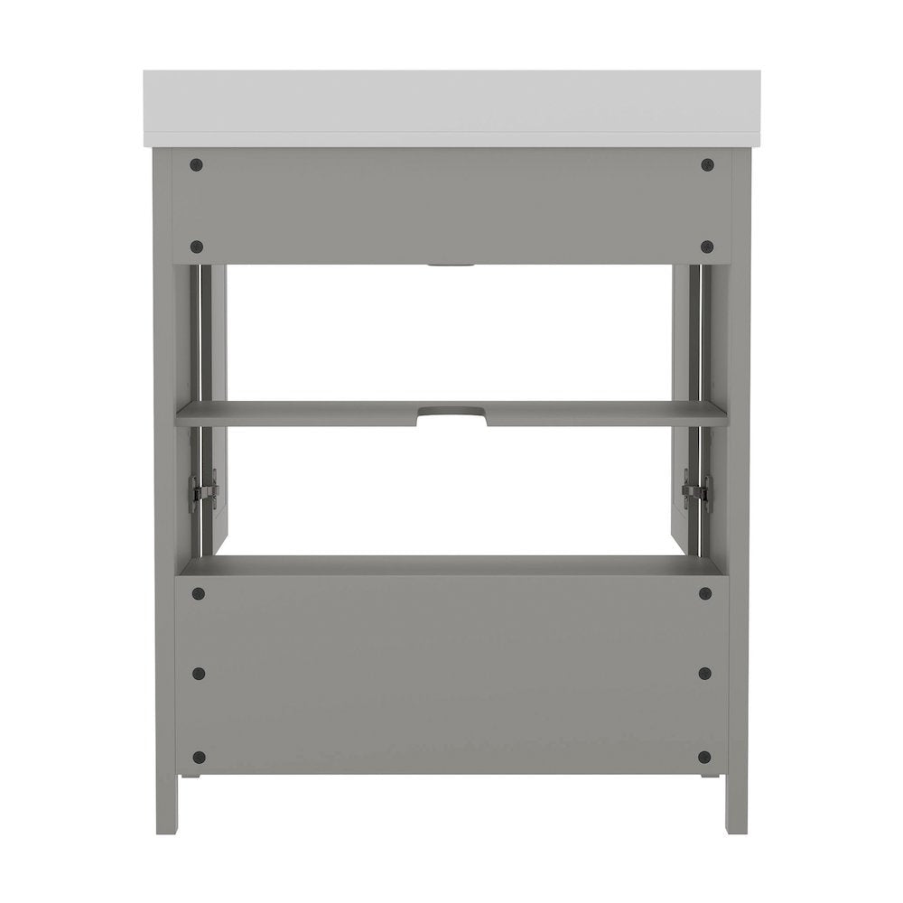 30in Bathroom Vanity with Sink, Storage Cabinet with Soft Close Doors, Gray