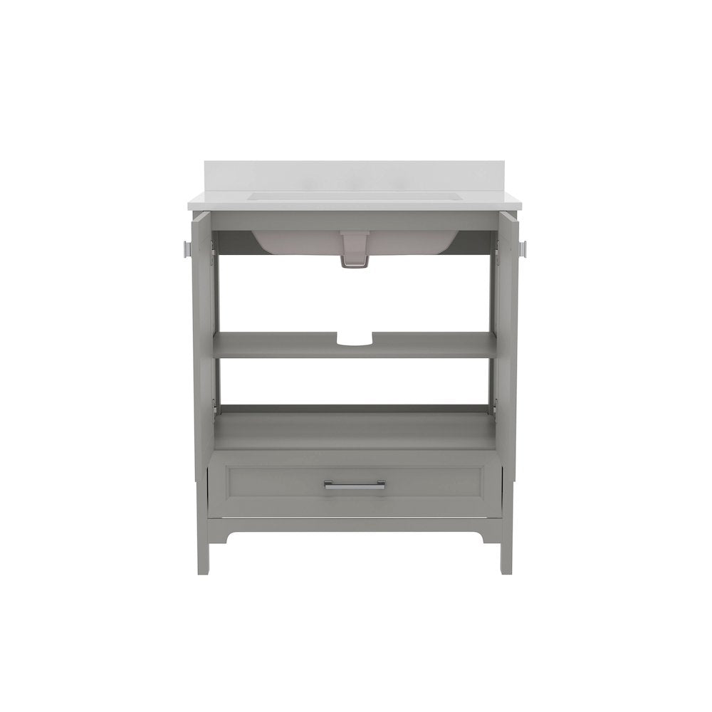 30in Bathroom Vanity with Sink, Storage Cabinet with Soft Close Doors, Gray