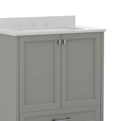30in Bathroom Vanity with Sink, Storage Cabinet with Soft Close Doors, Gray