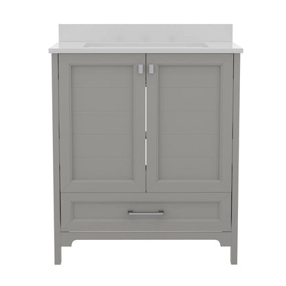 30in Bathroom Vanity with Sink, Storage Cabinet with Soft Close Doors, Gray
