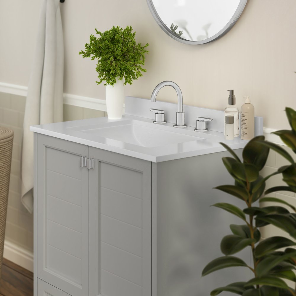30in Bathroom Vanity with Sink, Storage Cabinet with Soft Close Doors, Gray