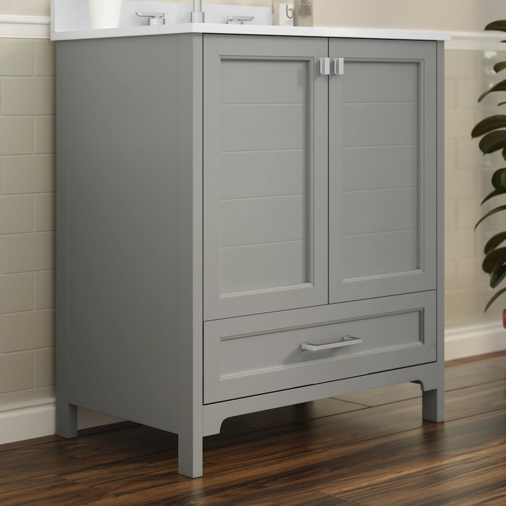 30in Bathroom Vanity with Sink, Storage Cabinet with Soft Close Doors, Gray