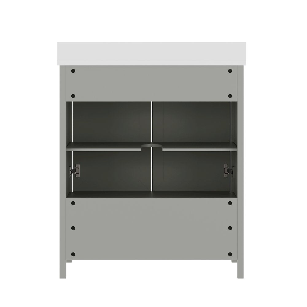 Haven 30" Bathroom Vanity with Sink, Storage Cabinet with Black Hardware, Gray