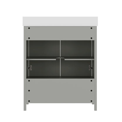 Haven 30" Bathroom Vanity with Sink, Storage Cabinet with Black Hardware, Gray