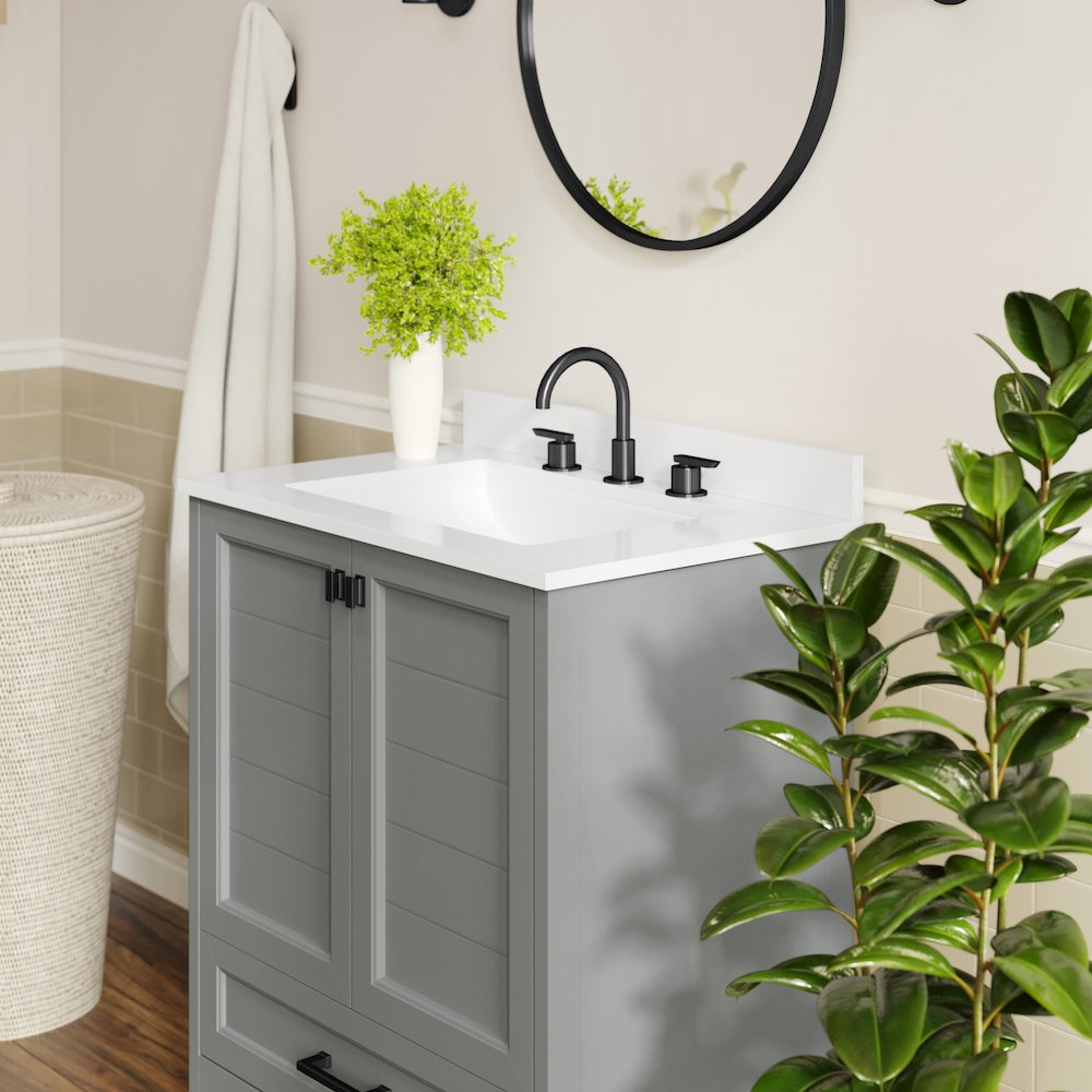 Haven 30" Bathroom Vanity with Sink, Storage Cabinet with Black Hardware, Gray