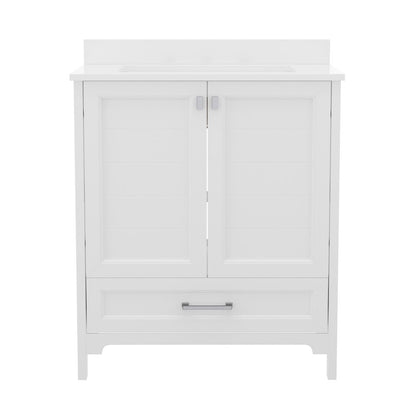 30in Bathroom Vanity with Sink, Storage Cabinet with Soft Close Doors, White