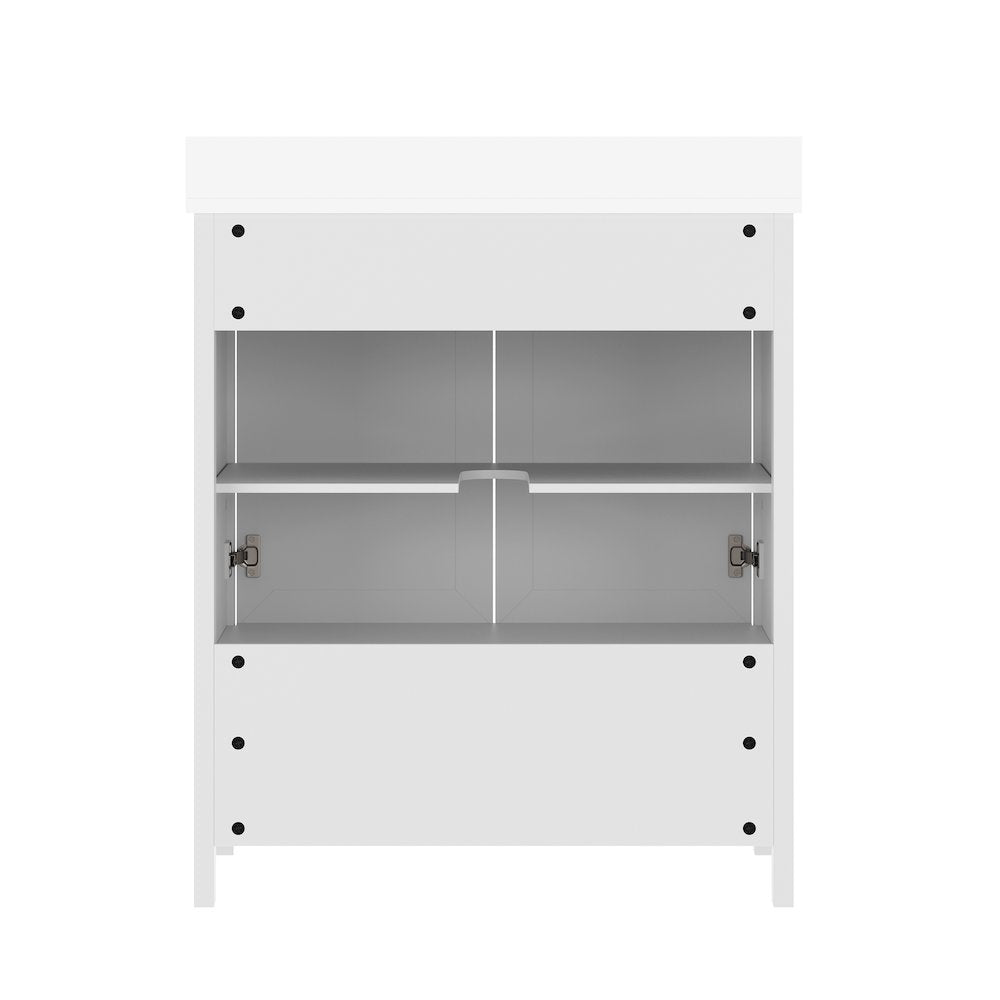 Haven 30" Bathroom Vanity with Sink, Storage Cabinet with Black Hardware, White