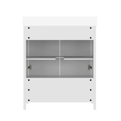 Haven 30" Bathroom Vanity with Sink, Storage Cabinet with Black Hardware, White