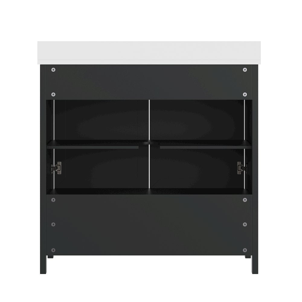 Haven 36" Bathroom Vanity with Sink, Storage Cabinet with Gold Hardware, Black