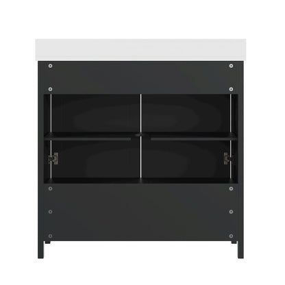 Haven 36" Bathroom Vanity with Sink, Storage Cabinet with Gold Hardware, Black