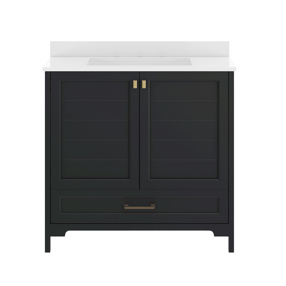 Haven 36" Bathroom Vanity with Sink, Storage Cabinet with Gold Hardware, Black