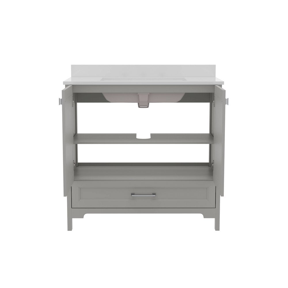 36in Bathroom Vanity with Sink, Storage Cabinet with Soft Close Doors, Gray