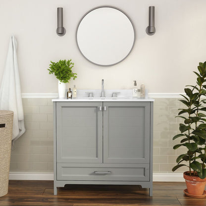 36in Bathroom Vanity with Sink, Storage Cabinet with Soft Close Doors, Gray