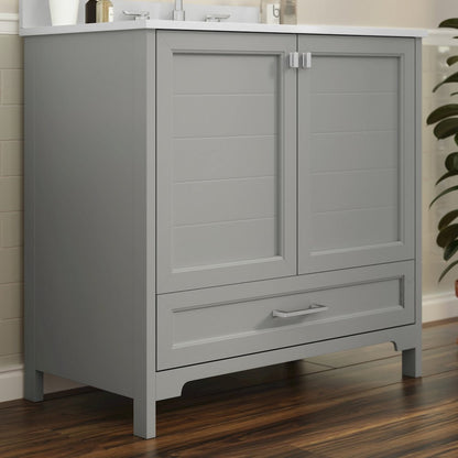 36in Bathroom Vanity with Sink, Storage Cabinet with Soft Close Doors, Gray