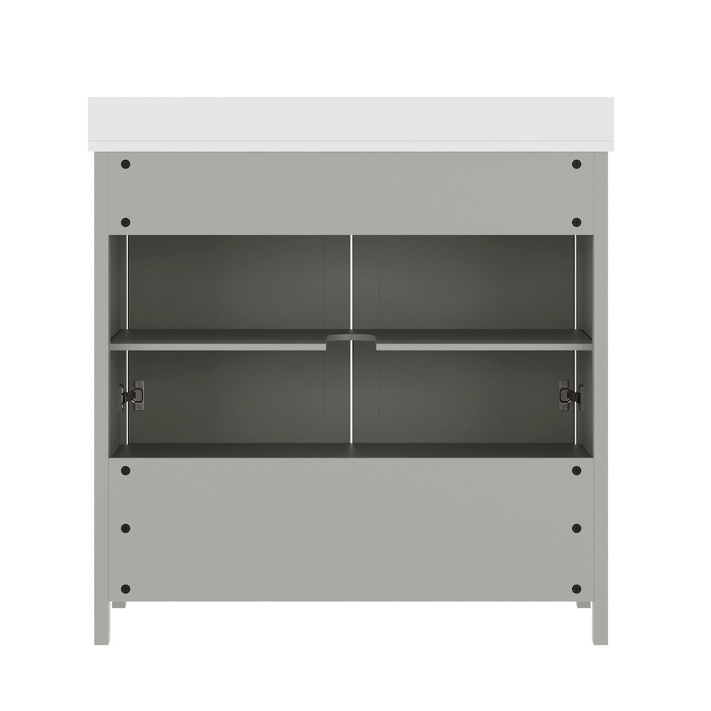 Haven 36" Bathroom Vanity with Sink, Storage Cabinet with Black Hardware, Gray