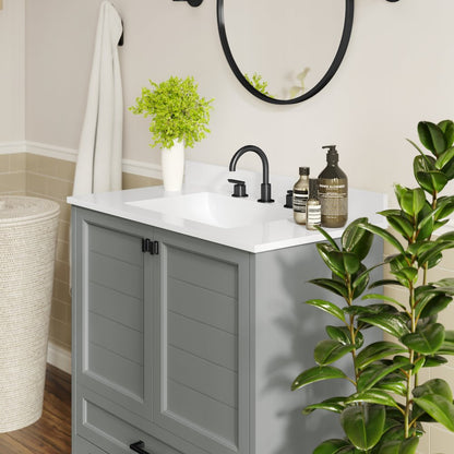Haven 36" Bathroom Vanity with Sink, Storage Cabinet with Black Hardware, Gray