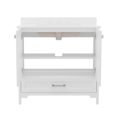 36in Bathroom Vanity with Sink, Storage Cabinet with Soft Close Doors, White
