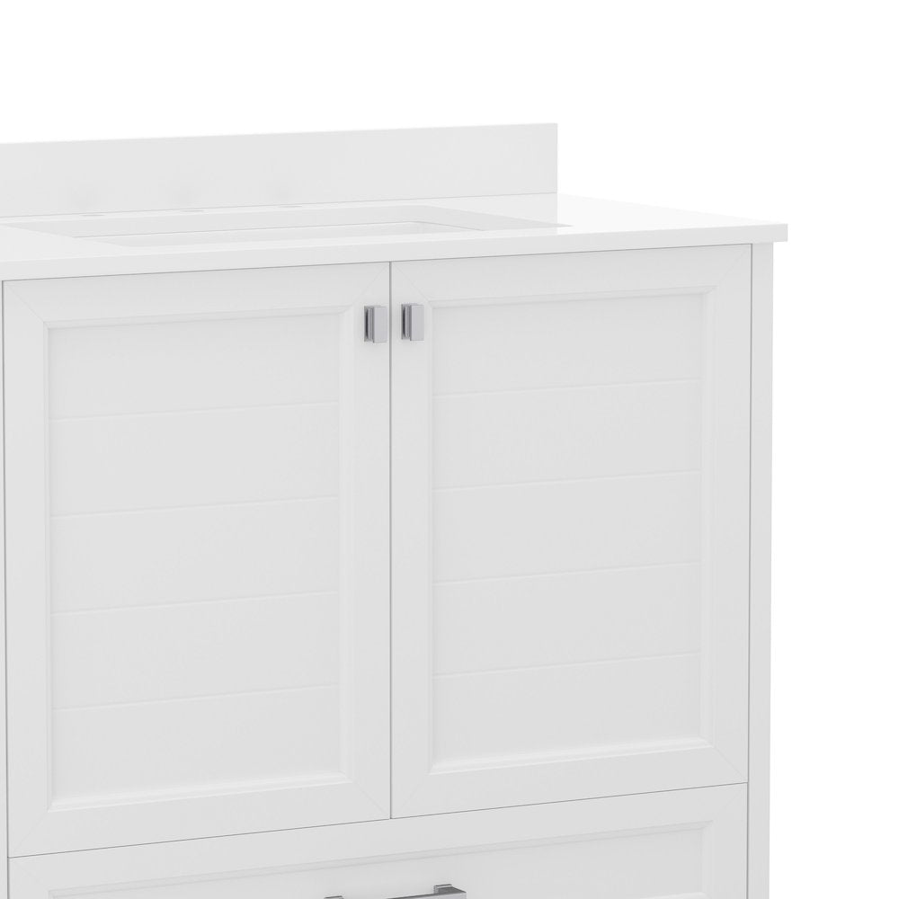 36in Bathroom Vanity with Sink, Storage Cabinet with Soft Close Doors, White