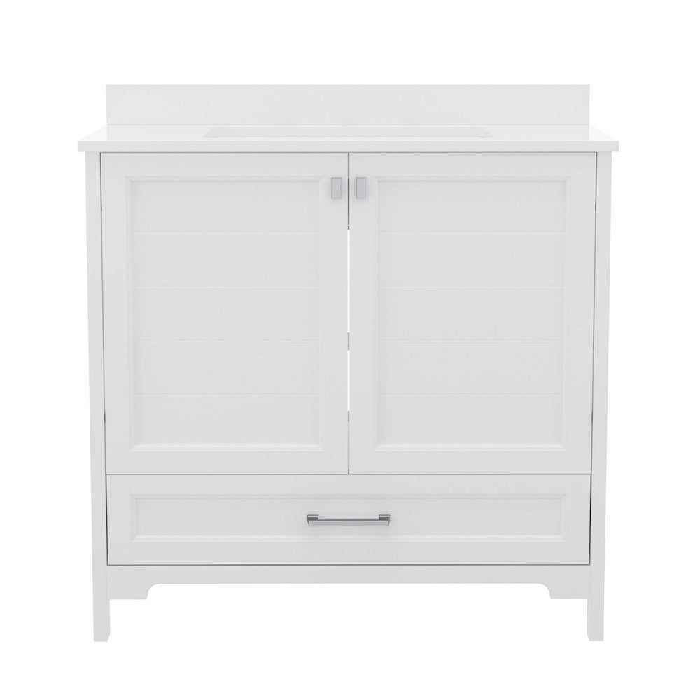 36in Bathroom Vanity with Sink, Storage Cabinet with Soft Close Doors, White