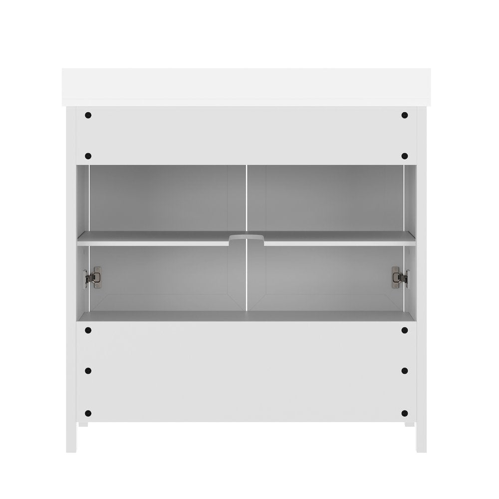 Haven 36" Bathroom Vanity with Sink, Storage Cabinet with Gold Hardware, White