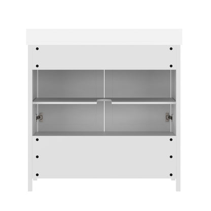 Haven 36" Bathroom Vanity with Sink, Storage Cabinet with Gold Hardware, White