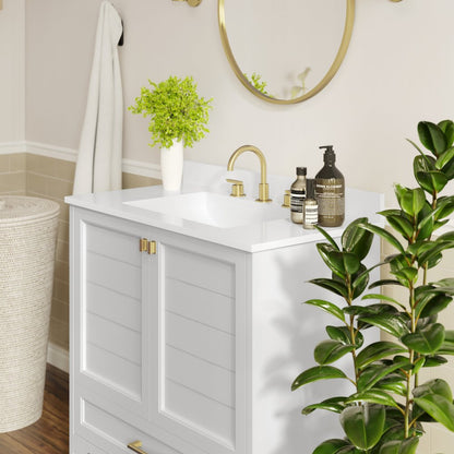 Haven 36" Bathroom Vanity with Sink, Storage Cabinet with Gold Hardware, White