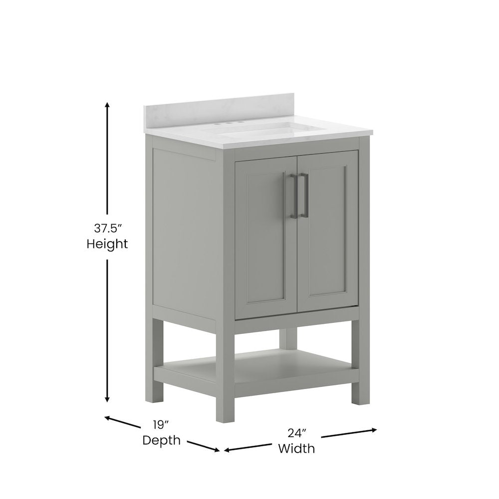 24 Inch Contemporary Bathroom Vanity with Sink Combo