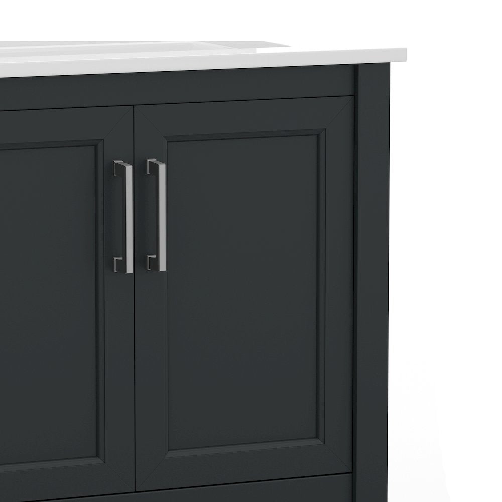 30 Inch Bathroom Vanity with Sink Combo, Black Frame/Nickel Hardware