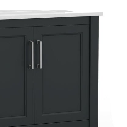 30 Inch Bathroom Vanity with Sink Combo, Black Frame/Nickel Hardware