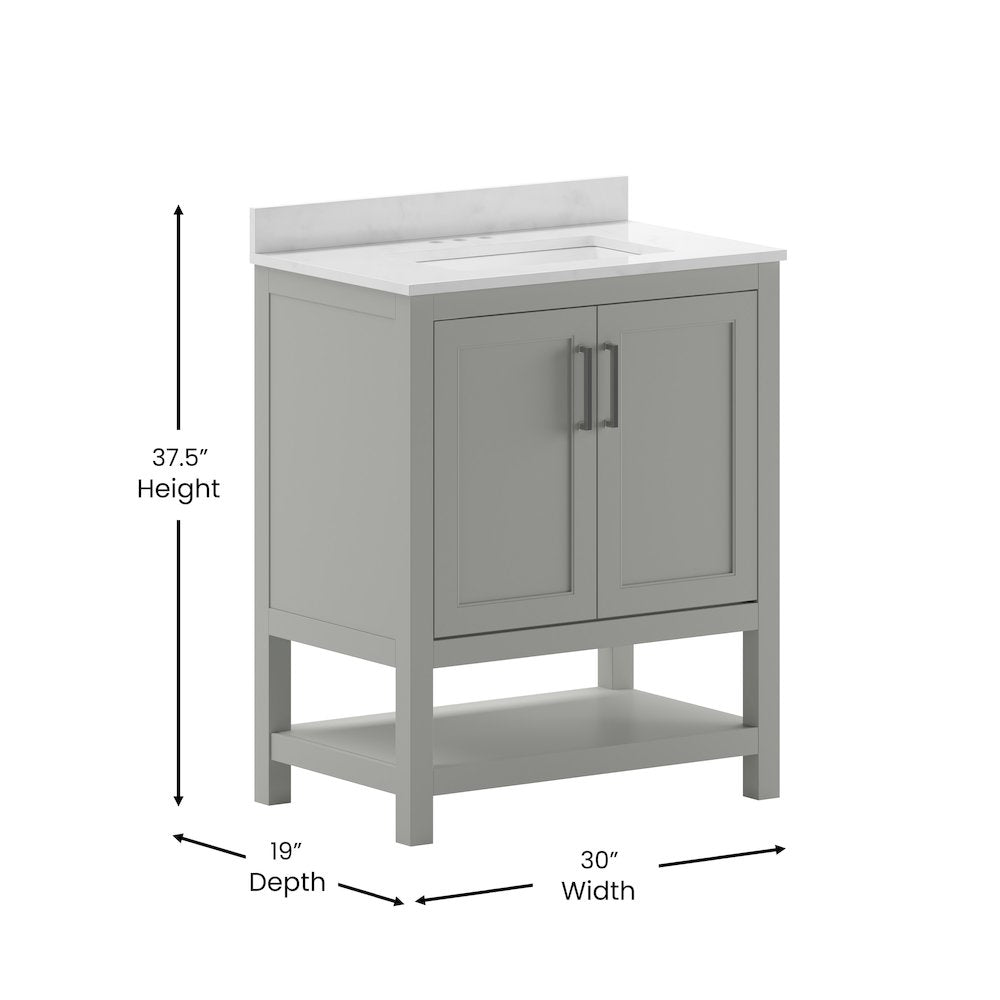 30 Inch Contemporary Bathroom Vanity with Sink Combo