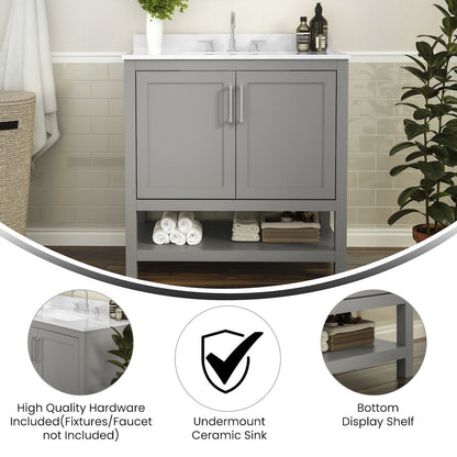 36 Inch Contemporary Bathroom Vanity with Sink Combo