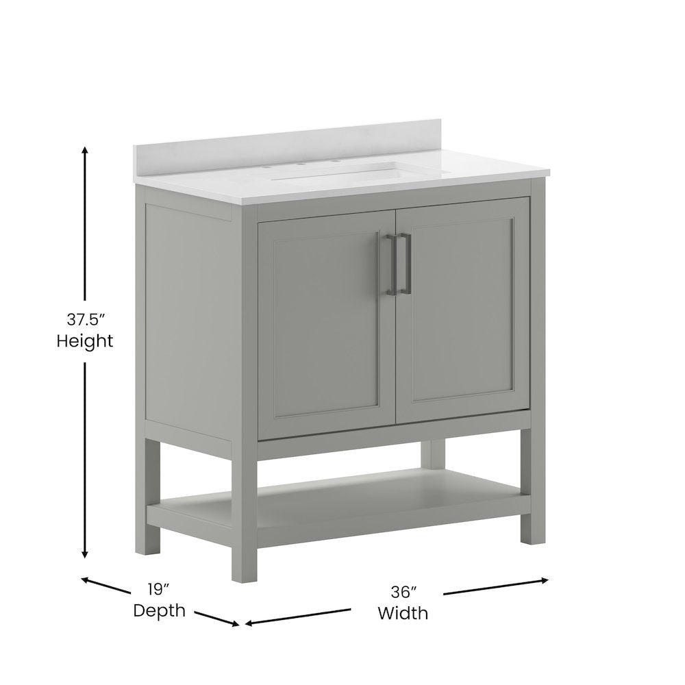 36 Inch Contemporary Bathroom Vanity with Sink Combo