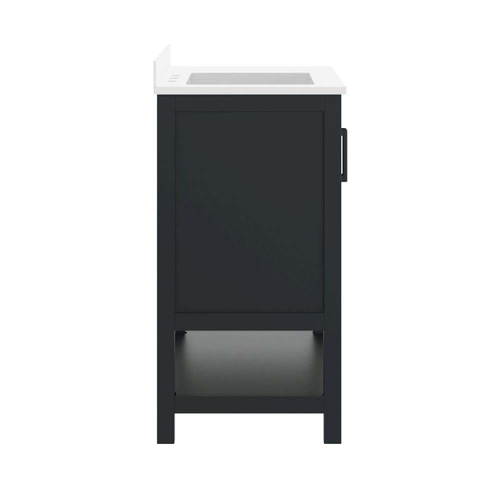 Vega 36" Bathroom Vanity with Sink, Cabinet with Black Hardware, Black/White