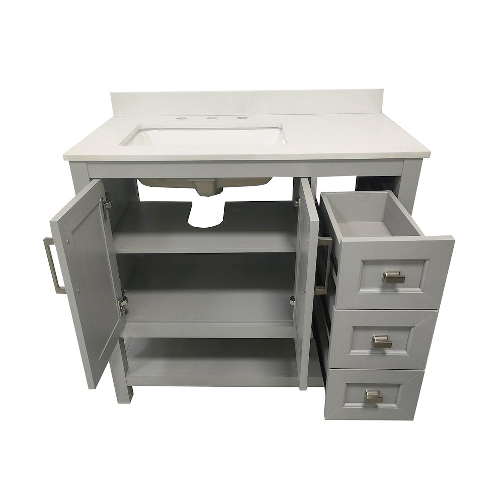 36 Inch Contemporary Bathroom Vanity with Storage Drawers and Sink Combo