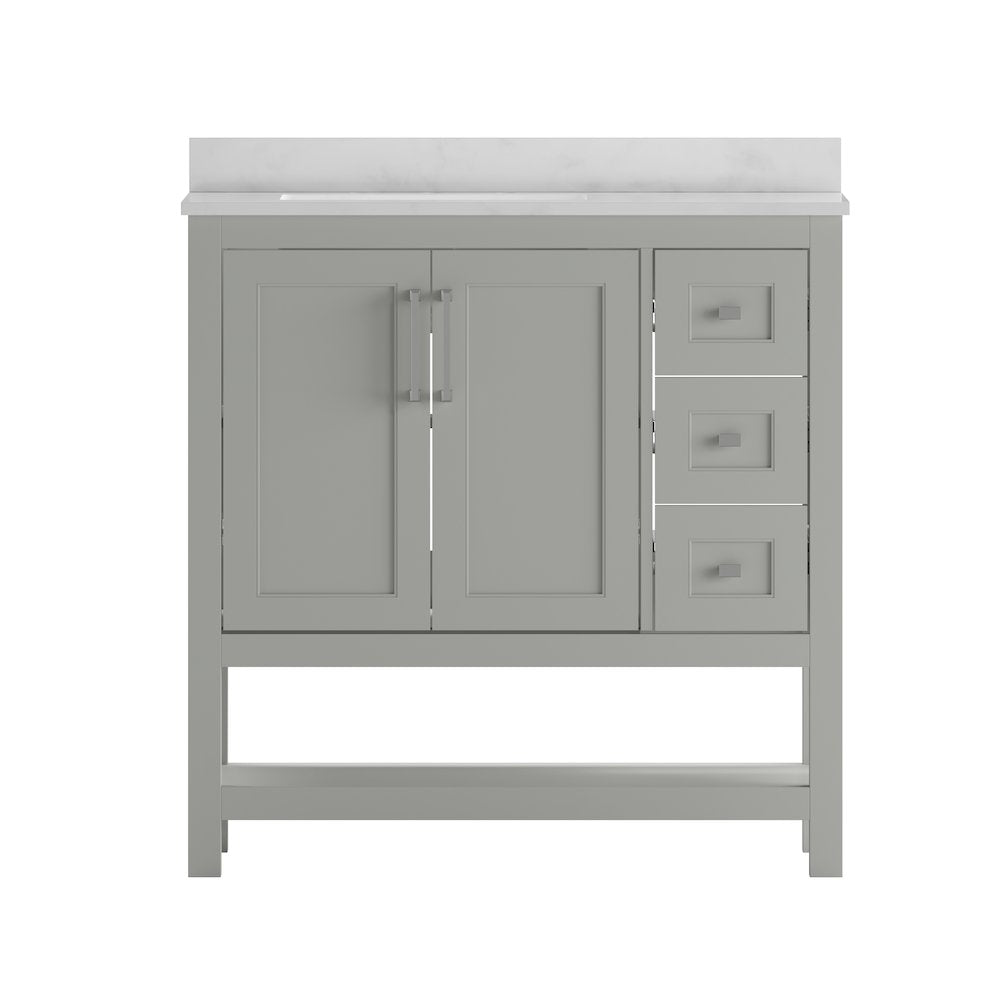 36 Inch Contemporary Bathroom Vanity with Storage Drawers and Sink Combo
