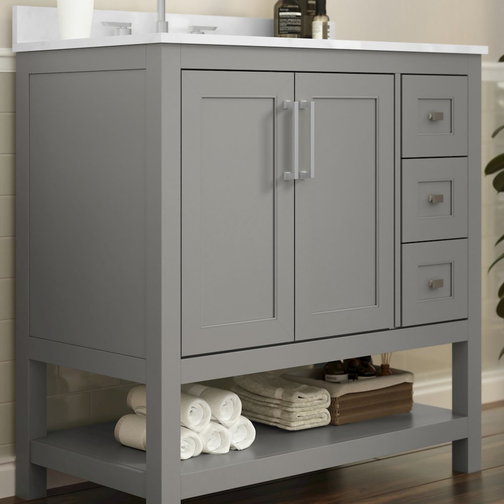 36 Inch Contemporary Bathroom Vanity with Storage Drawers and Sink Combo