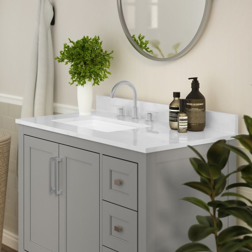 36 Inch Contemporary Bathroom Vanity with Storage Drawers and Sink Combo
