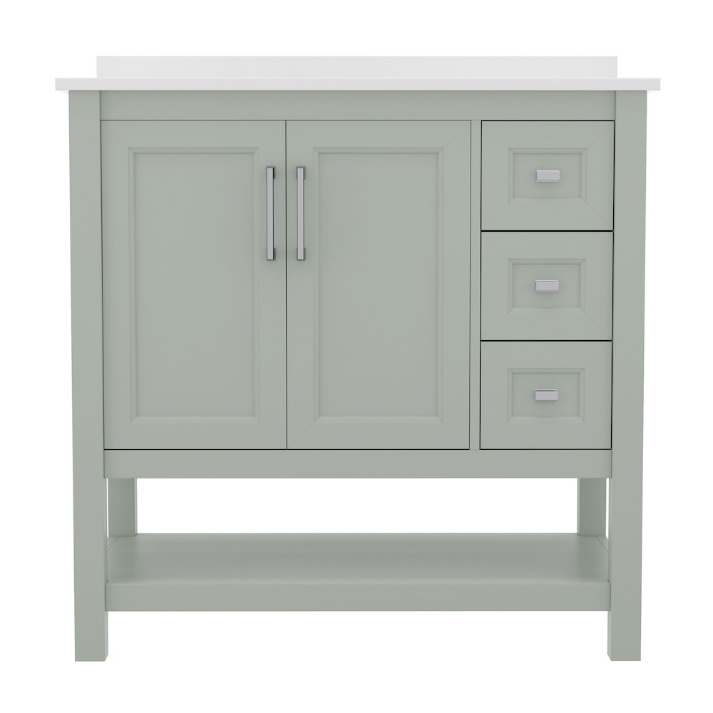36in Bathroom Vanity with Storage Drawers and Sink Combo, Sage Frame