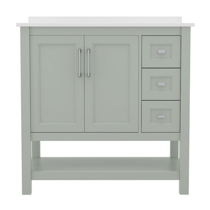 36in Bathroom Vanity with Storage Drawers and Sink Combo, Sage Frame