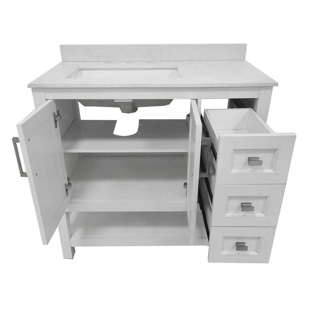 36 Inch Contemporary Bathroom Vanity with Storage Drawers and Sink Combo