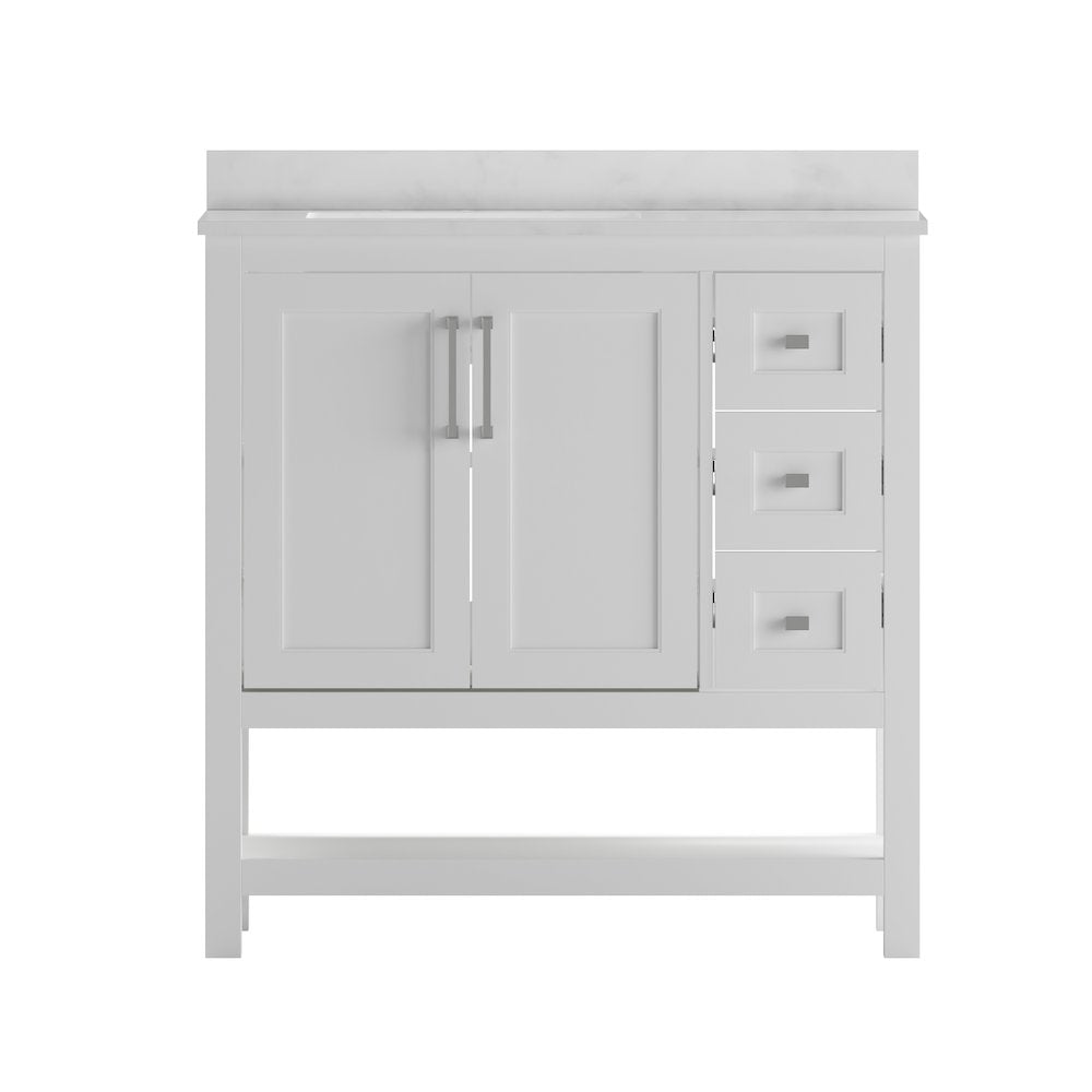 36 Inch Contemporary Bathroom Vanity with Storage Drawers and Sink Combo