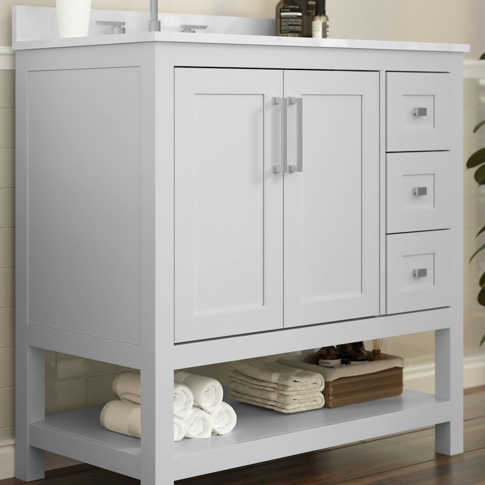 36 Inch Contemporary Bathroom Vanity with Storage Drawers and Sink Combo